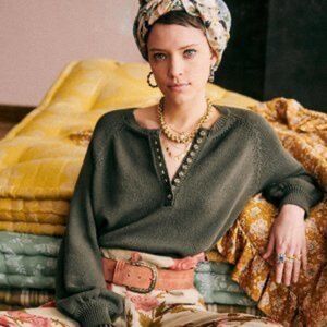 Sezane Leontine Jumper in Khaki Green Size XS